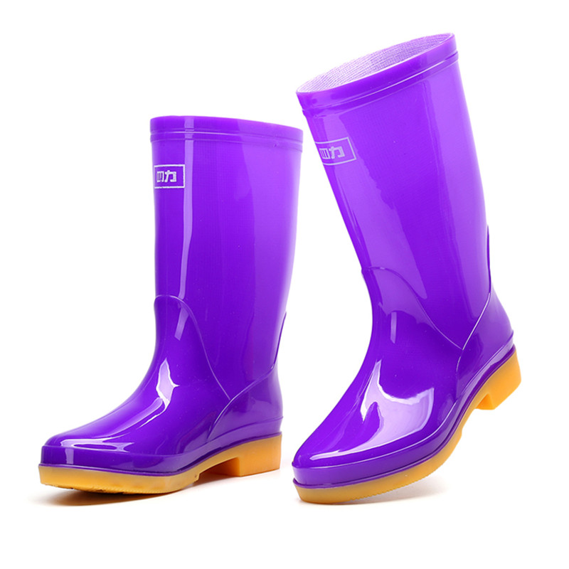 Fashion Lady Middle Cylinder Rain Boots Rain Shoes Ink Green Rain Shoes Water Shoes Bull Gluten Bottom Half High Cylinder Rubber Boots Women's Water Boots