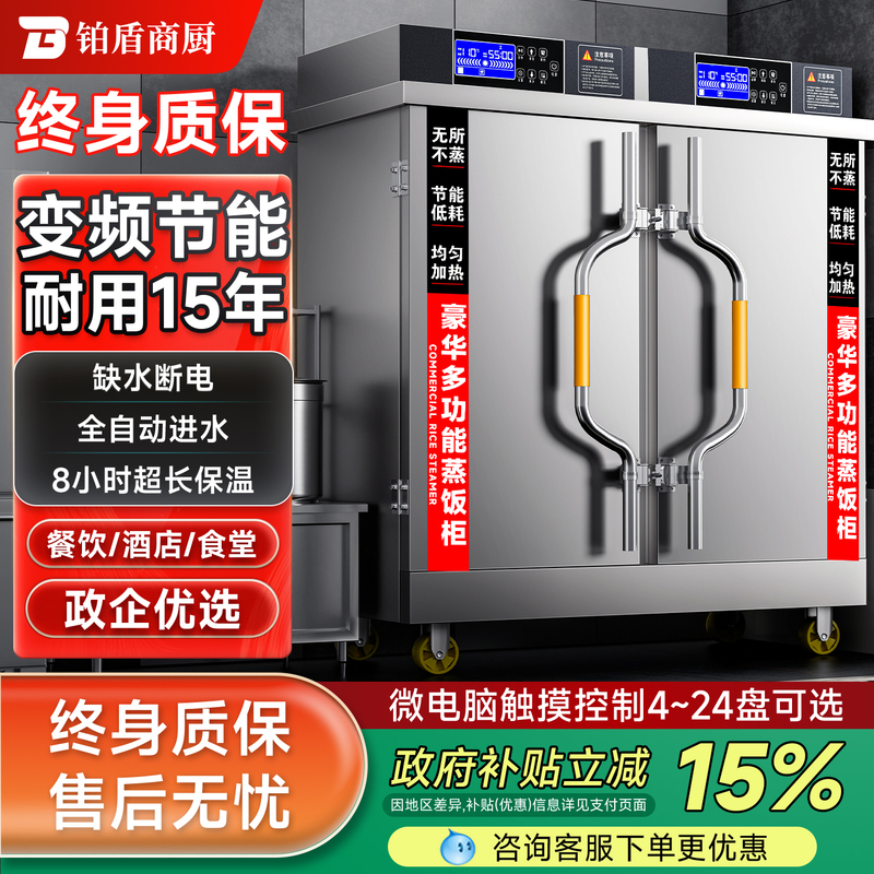 Double-Door Rice Steaming Cabinet, Commercial Electric Steamer, Large 24-Tray Canteen Coal/Gas Steaming Cart, Rice Steaming Machine, Rice Steaming Box