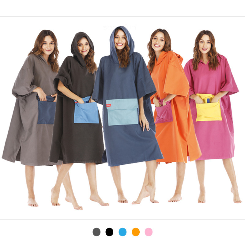 Children's Bath Towel Diving Poncho Windproof Warm Bathrobe Men's and Women's Swimming Hooded Absorbent Towel Beach Surfing Jacket