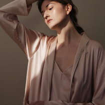 notjustpajama silk pajamas female winter three-piece female 22 M M Silk Home suit