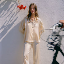 notjustpajama silk pajamas women winter New mulberry silk home clothing long sleeve trousers warm set