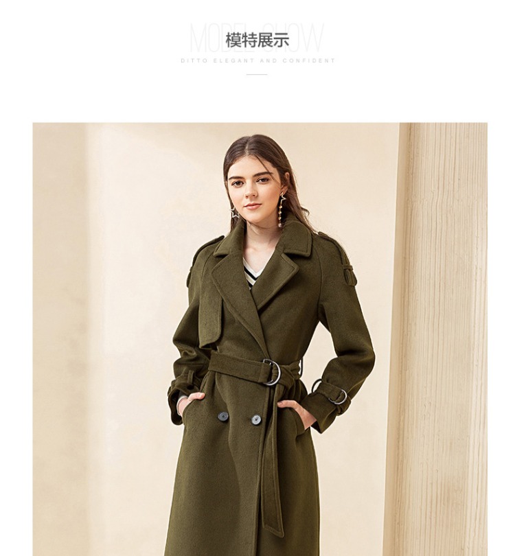 Ditto / Di Tu mùa thu đông mới của phụ nữ thời trang dài áo len ngắn thẳng áo mới - Trung bình và dài Coat áo da nữ dáng dài