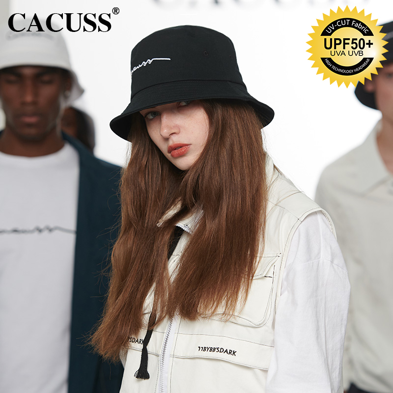 CACUSS fisherman hat female summer couple hat female big head circumference Japanese sunscreen hat Wild sun hat basin hat male