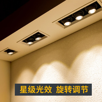 Led bucket liner lamp double headlining recessed spotlight living room ceiling gangway square bean bile lamp Three-head grid light