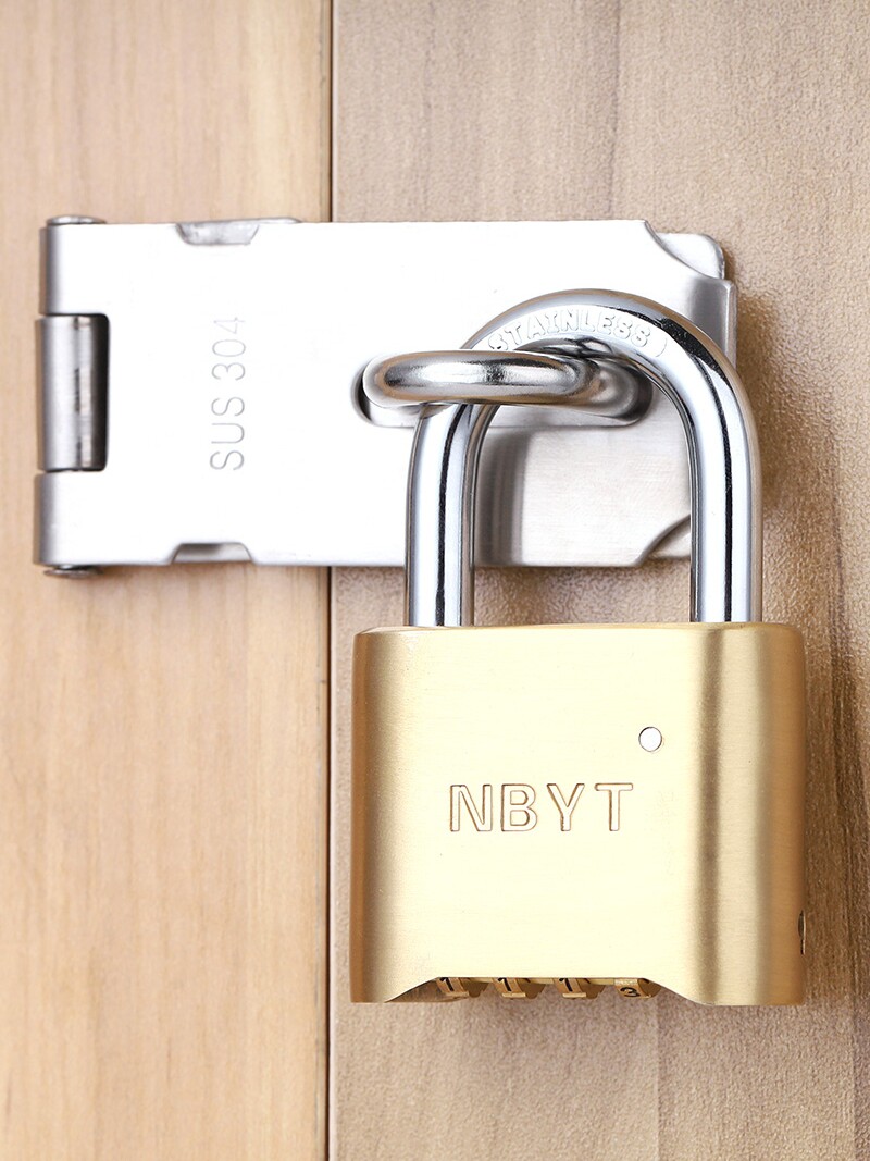 NBYT stainless steel key lock Outdoor outdoor waterproof antirust large courtyard iron door lock with copper password lock padlock