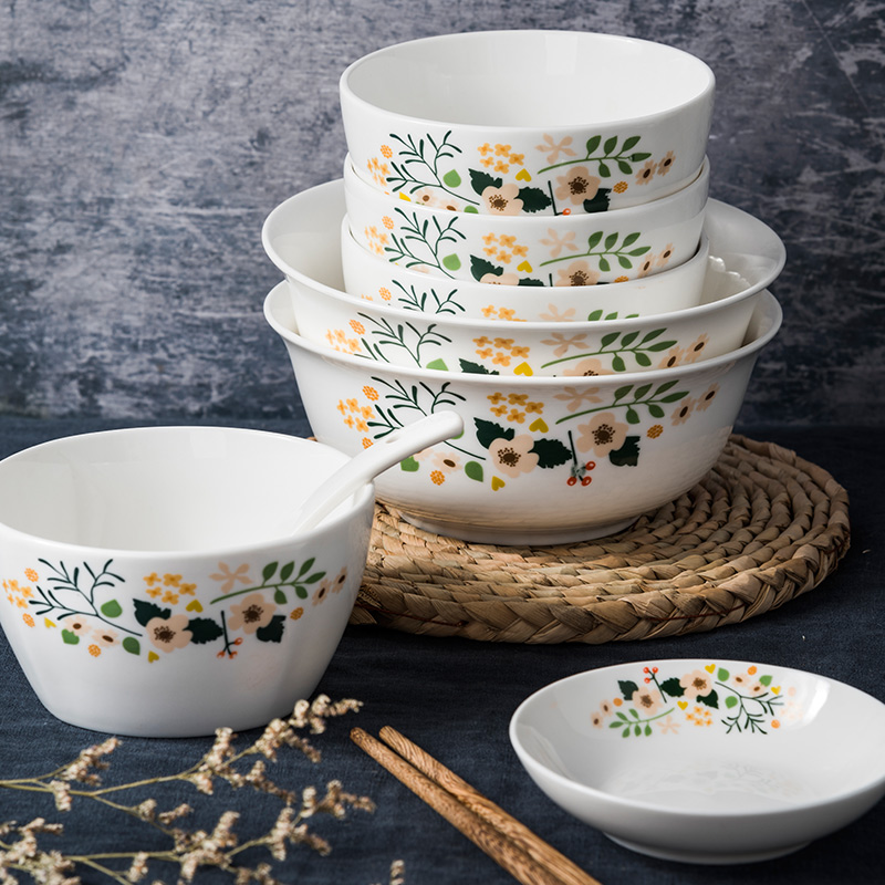 Dishes suit household gift box Dishes Japanese soup bowl chopsticks tableware jingdezhen ceramic plate set bowl of northern Europe