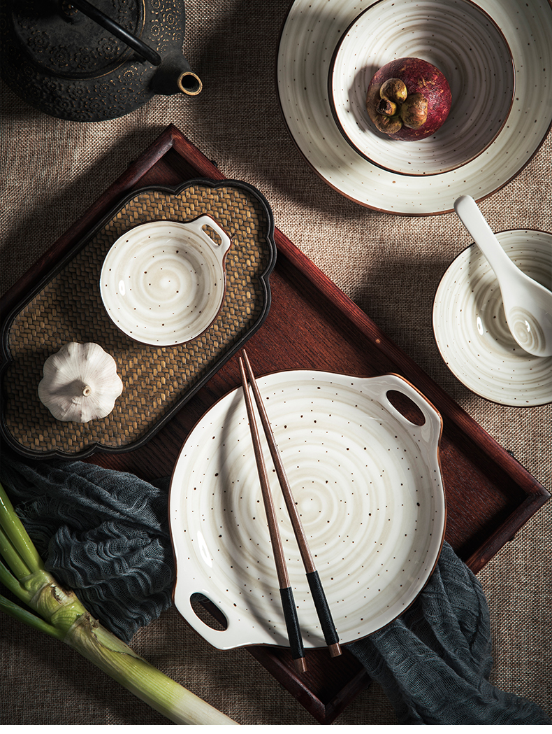 Jingdezhen ceramic dishes suit household eat bowl bowl chopsticks retro contracted Japanese - style tableware Nordic dishes