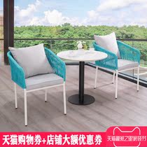 Outdoor rope balcony small table and chair rattan chair Net red outdoor balcony table and chair combination chair simple coffee table leisure chair