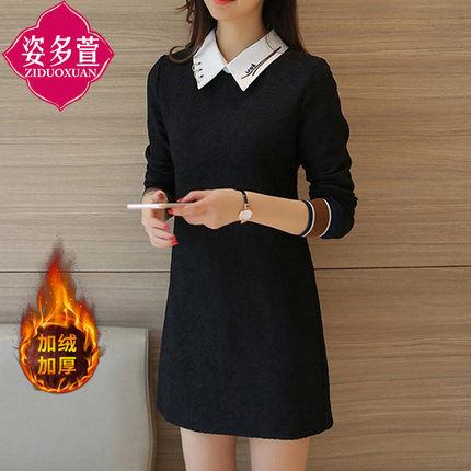 矮个子搭配秋冬连衣裙加厚娇小女装冬季打底裙