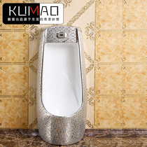 Personality silver color mosaic urinals small poop urinals urinals Urine Bucket Landing Type Standout Men Sensing Urine Trough