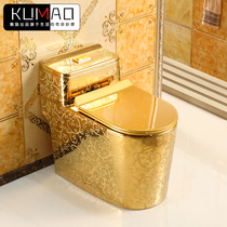 Household creative European-style toilet Golden pattern toilet Super swirl siphon type water-saving deodorant color toilet