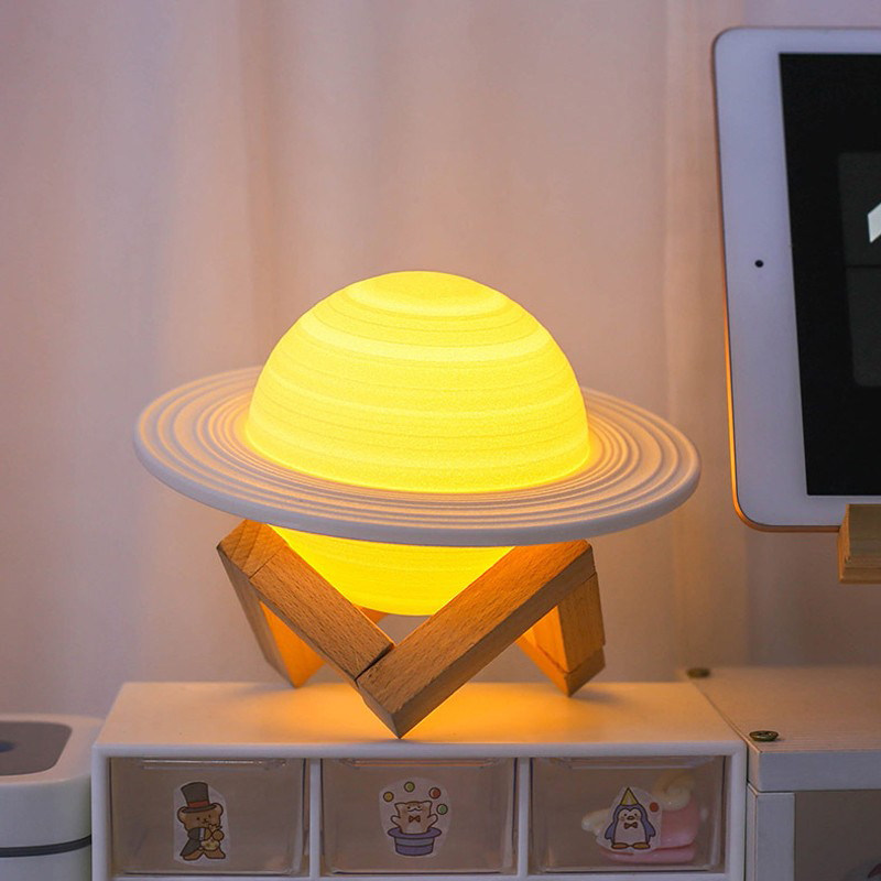 Saturn lamp 3D moon lamp sleep bedroom bedside table lamp romantic starry sky touch suspended Jupiter moon night lamp