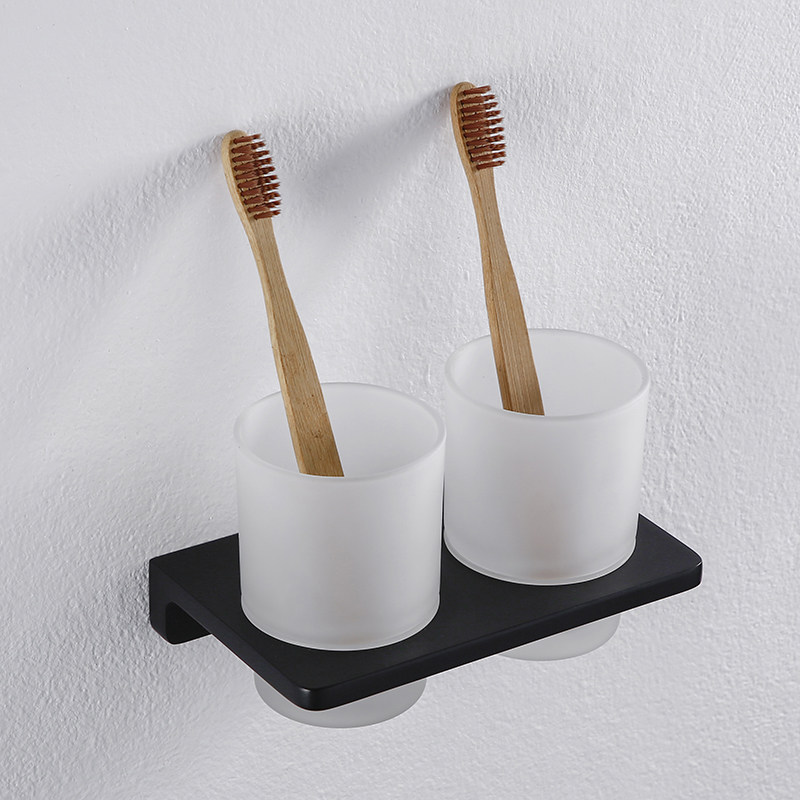 German Nordic Black Cup Rack Makeup Room Double-Cup Bathroom Gargling Cup Bathroom Five Gold Pieces