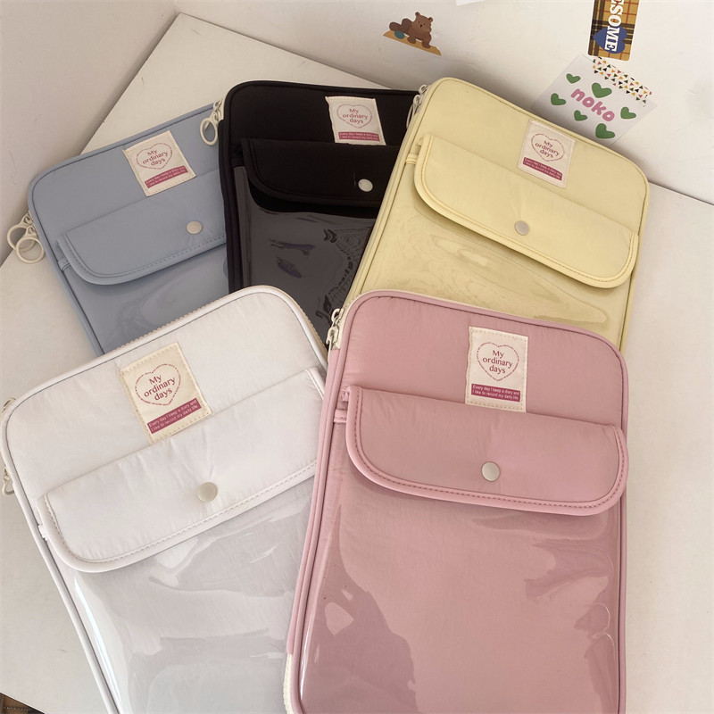Korean version pure color pvc transparent tablet bag ipad 11 inch containing bag 14 inch laptop liner bag-Taobao