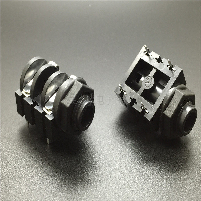 Mmy Seat 6 35 Audio Socket Headphones Microphone Socket Plastic Double Channel Socket 4 Feet Short Foot Bronze Feet