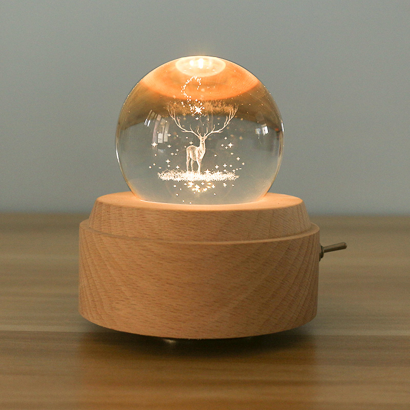 Crystal Ball Music Box Elk Eight Soundbox Girl Birthday Boyfriend Girlfriend Child Gift Ten-year-old Girl Birthday Girl Birthday