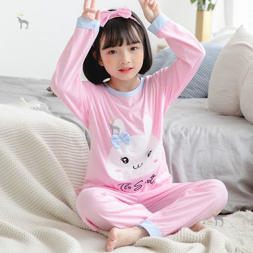 Детская пижама, хлопковый летний весенний тонкий лонгслив для принцессы, детский комплект, подходит для подростков