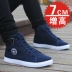 Giày cao gót nam 7 cm tăng chiều cao giày vải 10cm Giày thông thường Giày nam đế giày 8cm ren - Plimsolls top giày sneaker nam Plimsolls