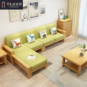 Bắc Âu sống gỗ sofa phòng kết hợp của hộ gia đình nhỏ vải kinh tế hiện đại nhỏ gọn gỗ nội thất sofa góc chaise - Ghế sô pha