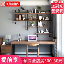 Nordic solid wood home desk small apartment desktop computer desk bedroom study desk bookshelf one table combination