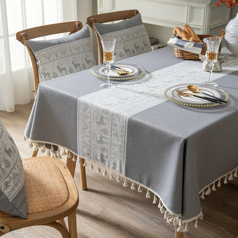 Fawn tablecloth Nordic ins wind tablecloth cotton linen tea tablecloth simple modern table flag tablecloth Christmas fabric tablecloth