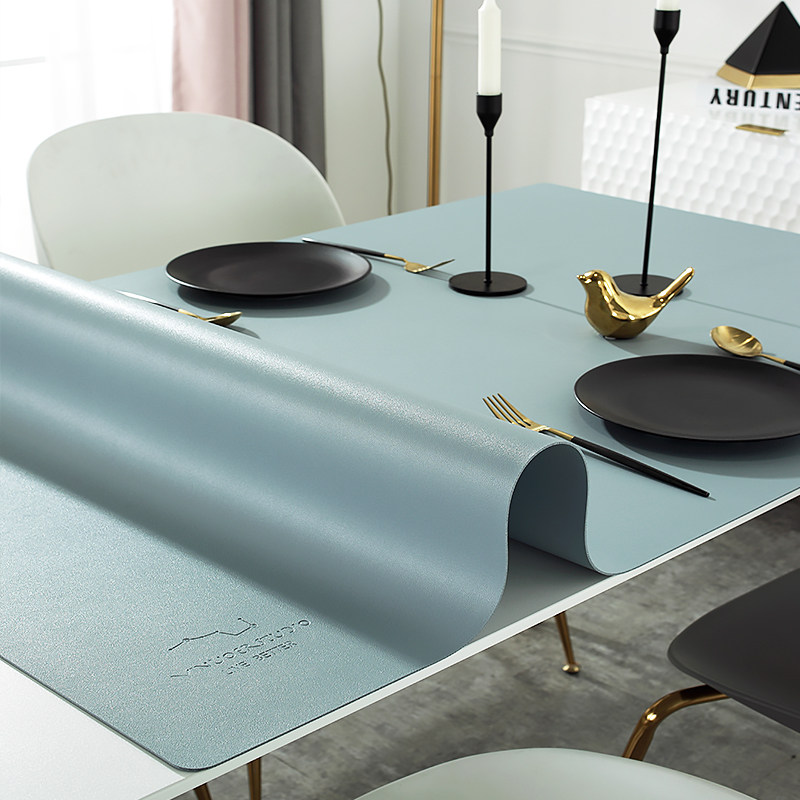 PVC odorless leather table mat Nordic light luxury waterproof anti-fouling tablecloth wash-free anti-scald tablecloth double-sided leather coffee table mat