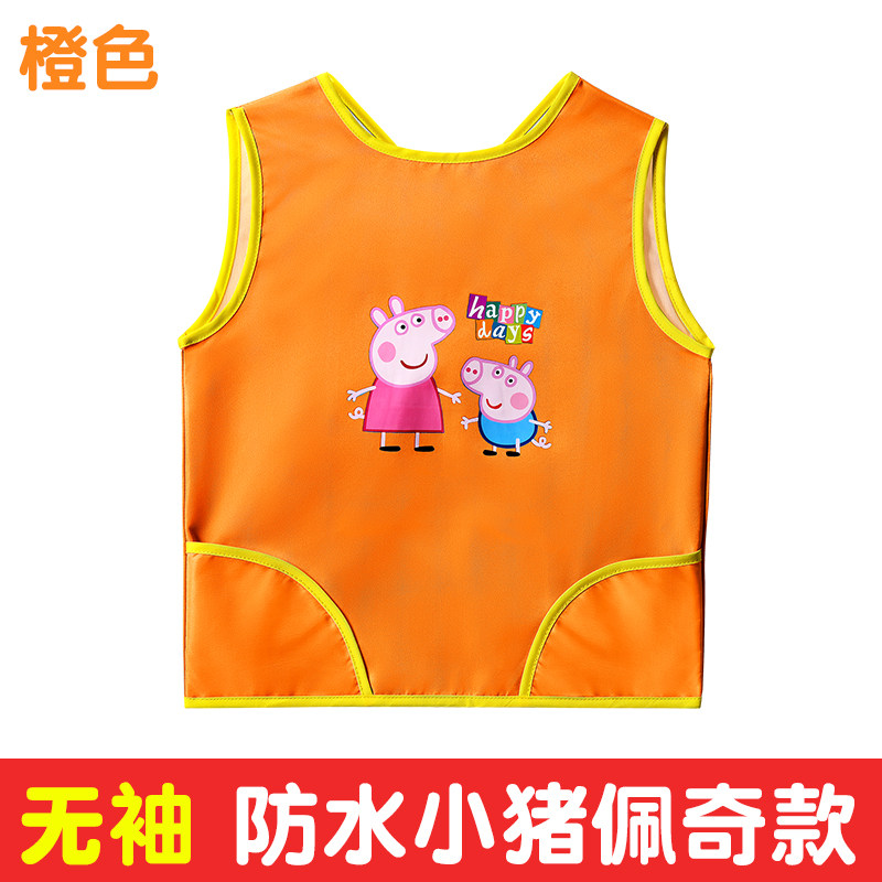 Children's apron Kindergarten sleeveless baby hood Eating Containment Pocket For Dinner Bib Drawing Clothes Custom Logo waterproof and anti-dirty