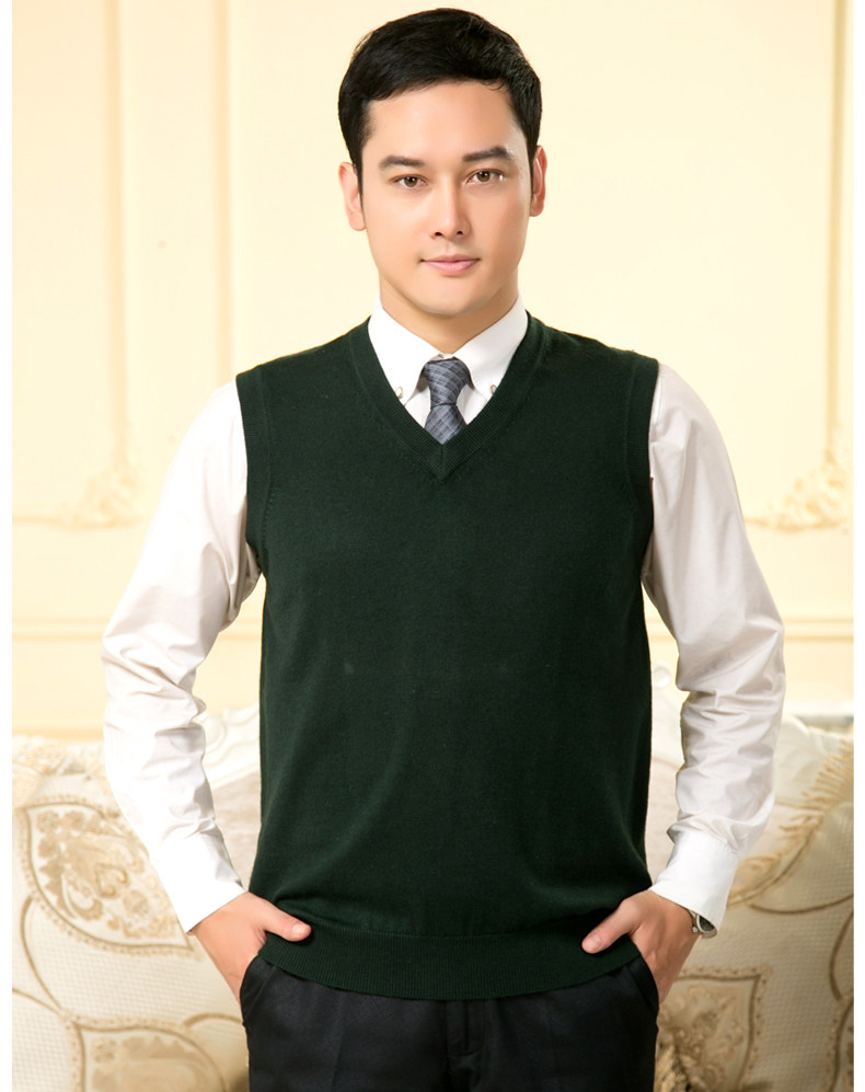 Trung niên và người đàn ông cũ của cashmere vest vest áo len vest mùa xuân và mùa thu phần mỏng len vest đan cardigan kích thước lớn