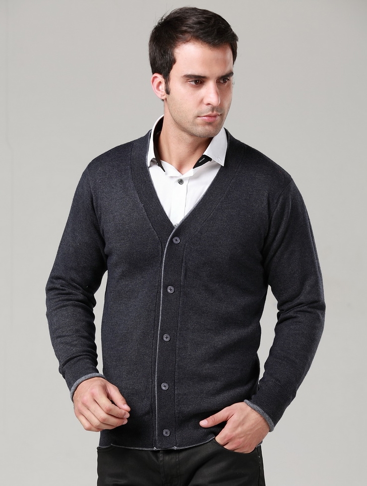 Mùa đông dày trung niên ấm áo len cardigan cashmere áo len mở cha nam áo khoác cộng với phân bón XL