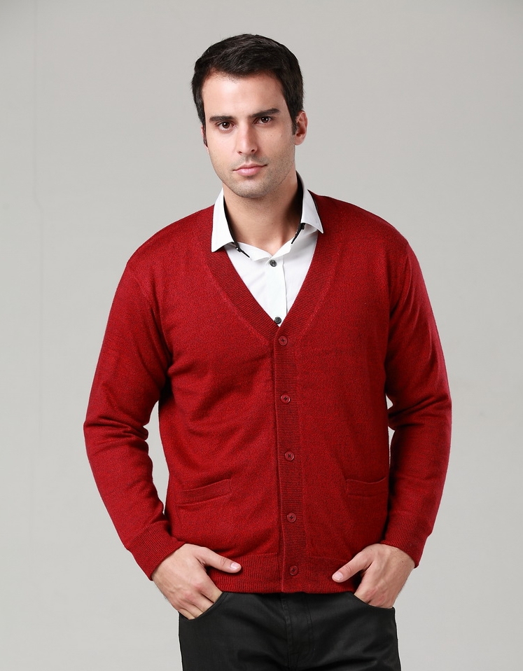 Mùa đông dày trung niên ấm áo len cardigan cashmere áo len mở cha nam áo khoác cộng với phân bón XL