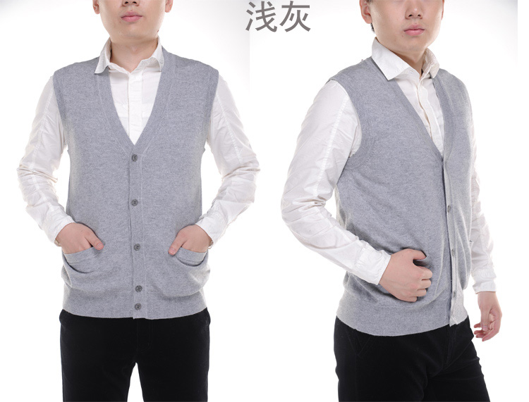 Trung niên và người đàn ông cũ của cashmere vest vest áo len vest mùa xuân và mùa thu phần mỏng len vest đan cardigan kích thước lớn