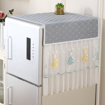 Cartoon refrigerator towel dust cover lace single door decoration split Korean double door cover cloth laundry hood cover towel