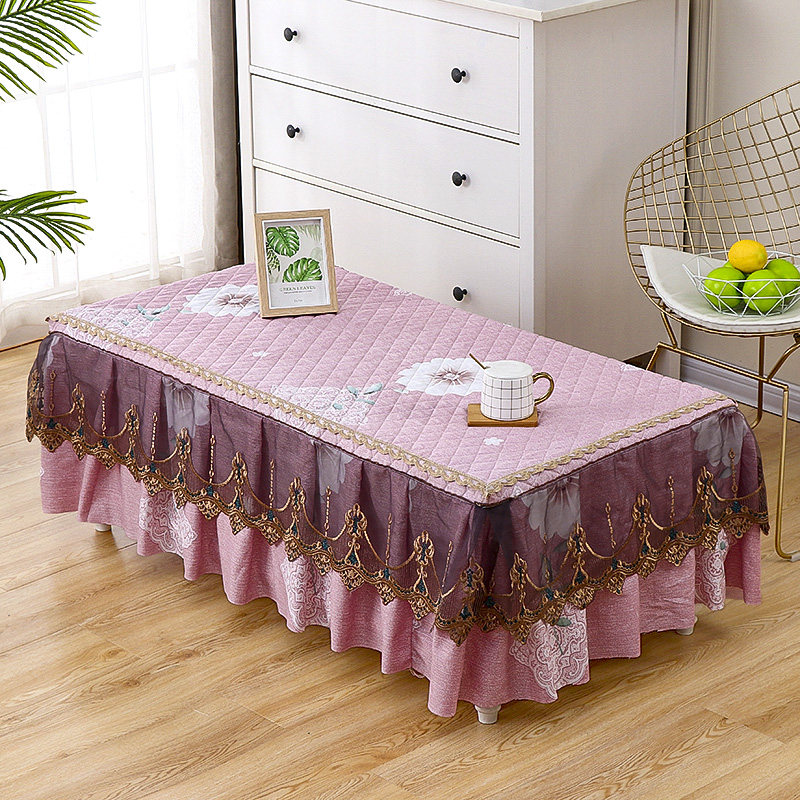 New Products Boutique All-bag Tea Table Hood Waterproof Dining Table Dust Mat Table Cloth TV Cabinet Cover Cloth Pink Non-slip Living Room