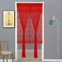 Send telescopic pole double bedroom door curtain fabric living room long curtain partition bathroom four seasons anti mosquito lace new product
