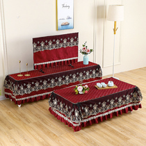 Flannel tea table cover TV cabinet TV cover 55 inch combination set custom dining table cloth four seasons living room dust fabric