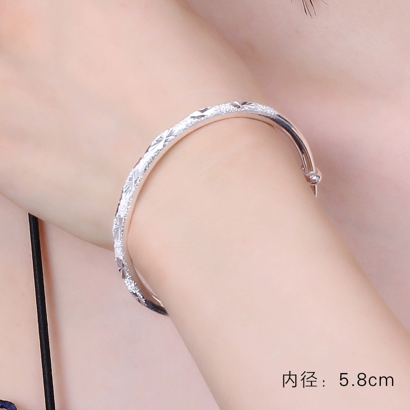 Vòng tay bạc 999 nữ thời trang nữ đích thực cá tính đơn giản và rắn rỏi mở mẫu nữ gửi mẹ - Vòng đeo tay Cuff