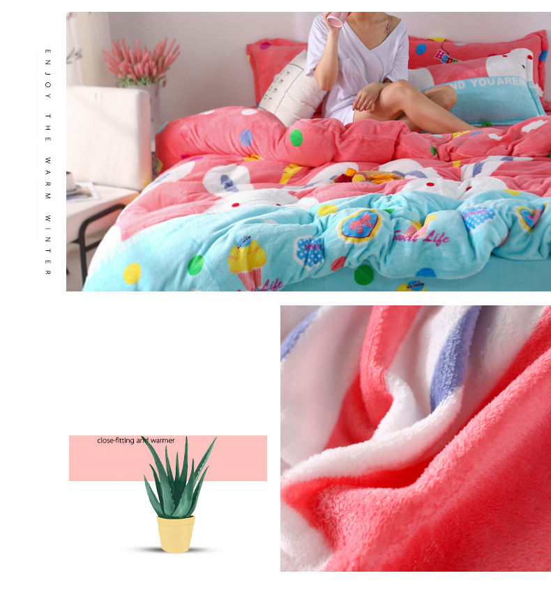 Lông cừu nhung bốn mảnh cộng với nhung flannel tấm chăn che học sinh mùa đông ấm áp 1,8m chăn ga khách sạn