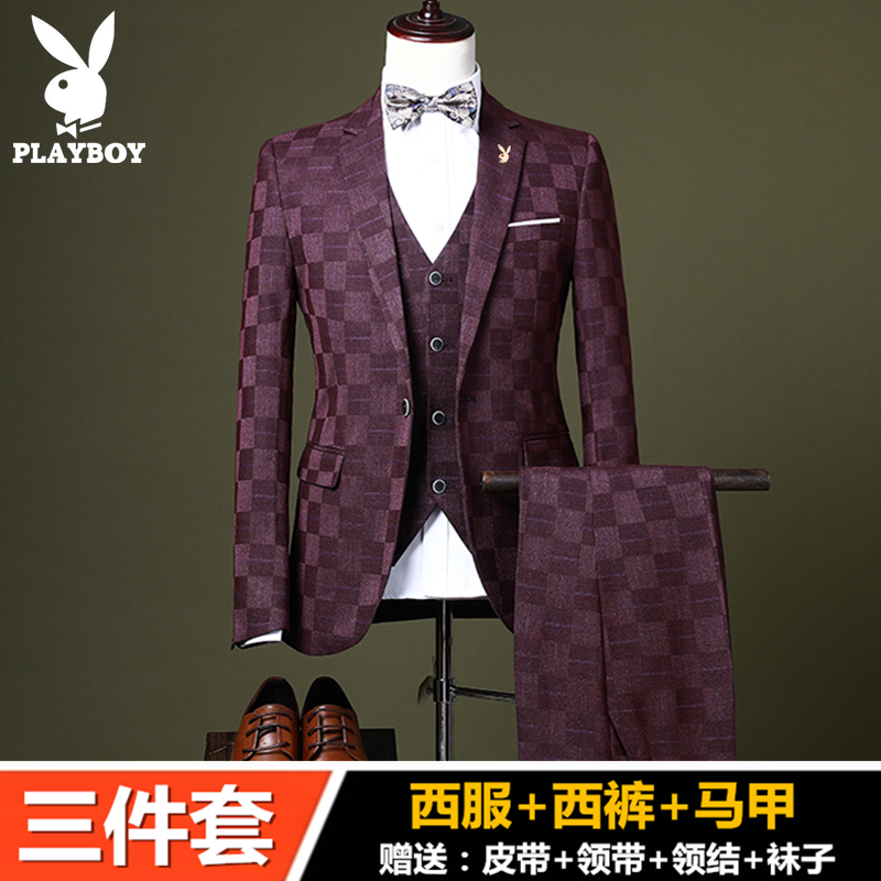 Playboy phù hợp với bình thường phù hợp với những người đàn ông của ba mảnh Hàn Quốc phiên bản của chiếc váy trẻ phù hợp với chú rể chiếc váy cưới