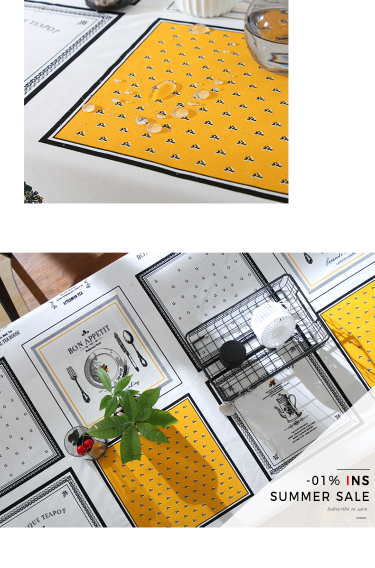 Bông vải lanh nghệ thuật không thấm nước khăn trải bàn Bắc Âu phòng khách nhỏ tươi bàn cà phê bàn ​​mat hình chữ nhật hộ gia đình vải tròn khăn trải bàn