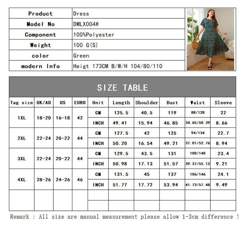 Plus Size Summer Chiffon Dress XL-4XL Long Maxi Skirt - Taobao product photo 6