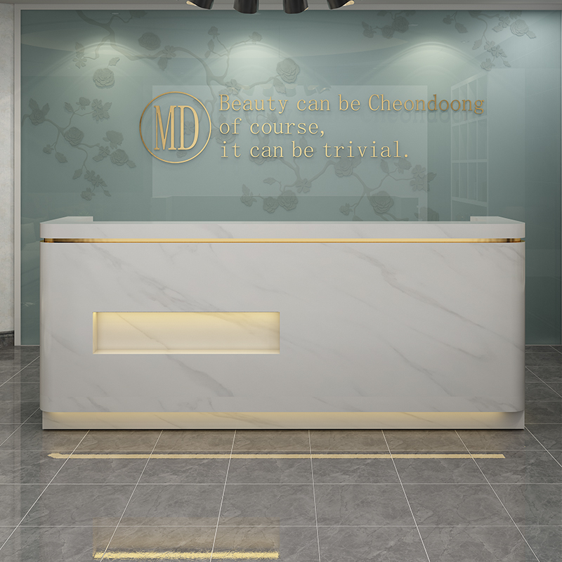 Nordic beauty salon bar simple modern curved counter clothing store cash register company reception desk customization