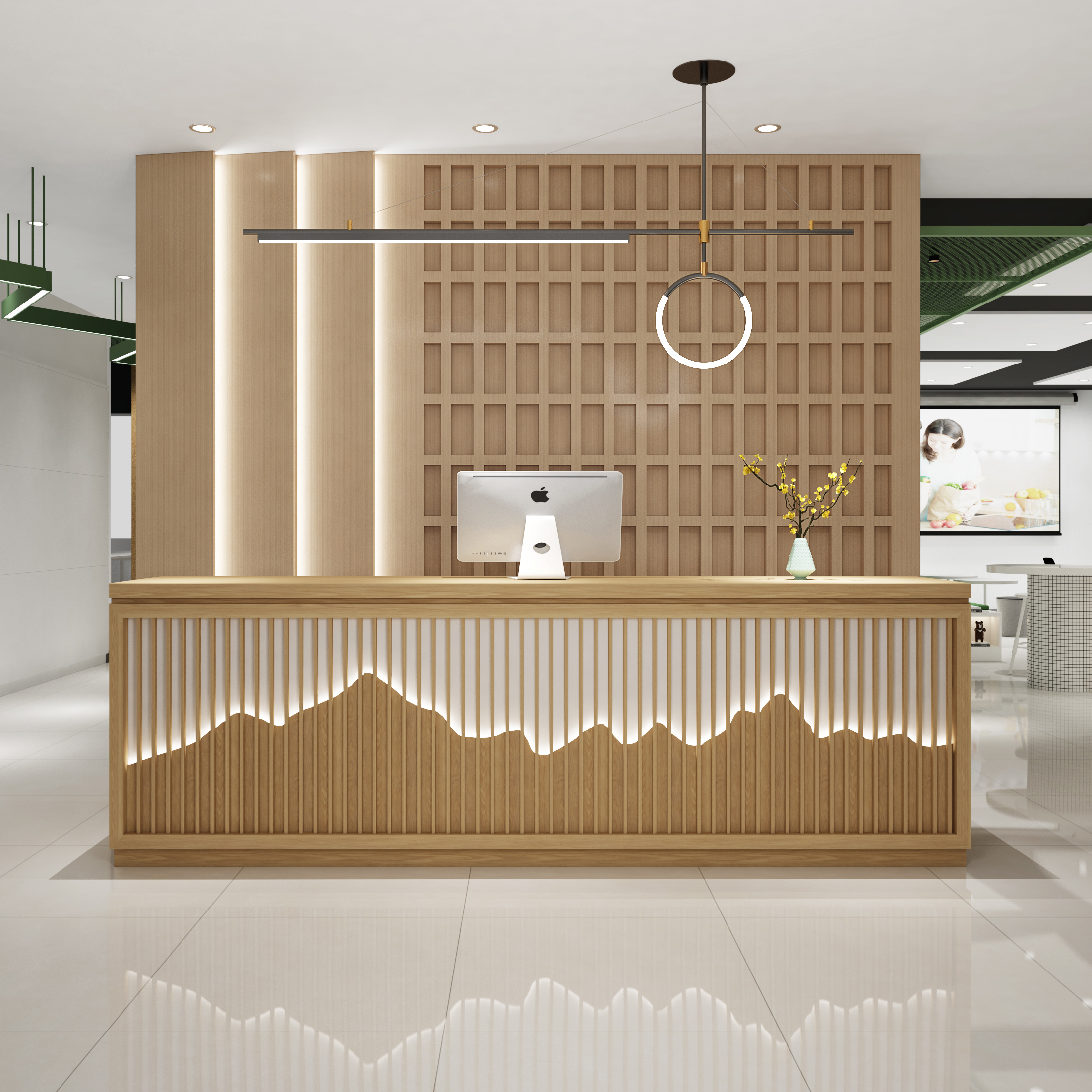 New Chinese-style retro teahouse beauty salon cash register light luxury high-end foot bath bar front desk reception desk custom counter