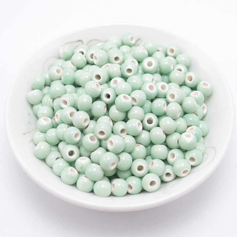 Jade green beads of jingdezhen ceramic beads beads clothing diy manual button sweater chain porcelain beads don 't fade