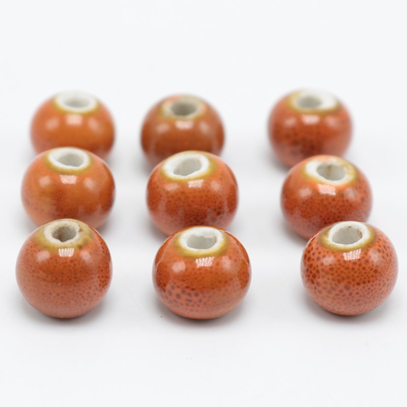 Jingdezhen high temperature ceramic beads orange colored glaze doug bead bracelet necklace beads 6 ~ 10 mm of diy