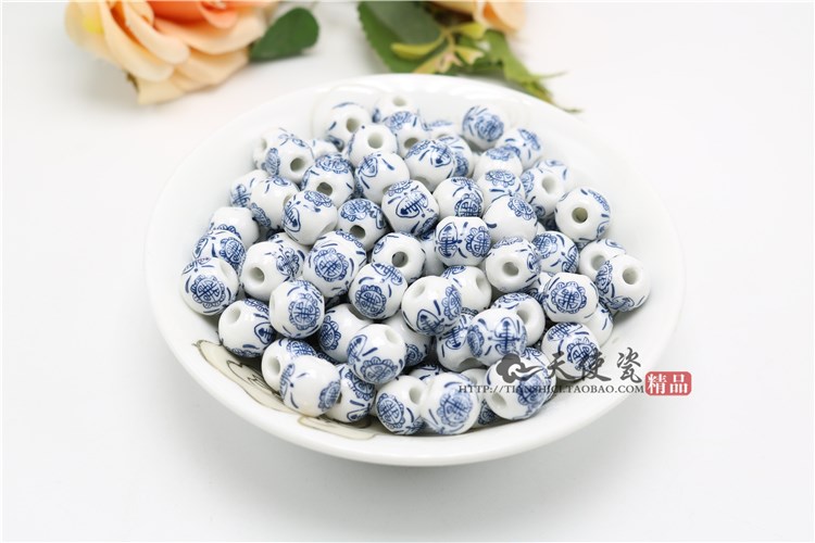 Life of word ceramic bead design of blue and dark blue beads Chinese knot 10 mm braided bracelet with macroporous bead diy getting out