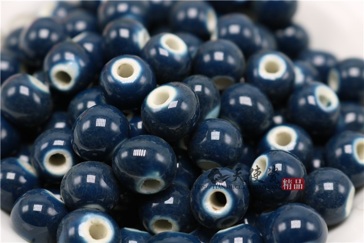 Jingdezhen pure color ink blue color restoring ancient ways of ceramic beads scattered beads of diy accessories materials by hand