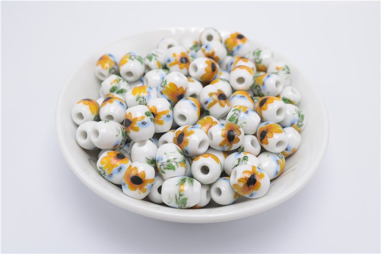 Long elliptical applique beads drum - shaped bead Chinese knot rope braiding diy bracelet ceramic beads about 50 large hole beads