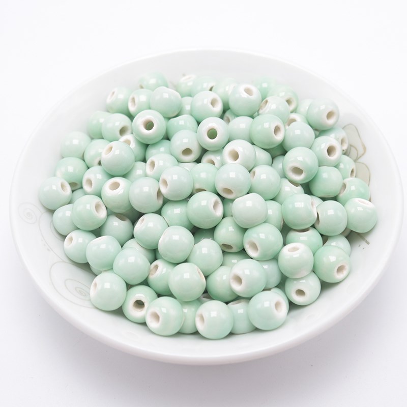 Jade green beads of jingdezhen ceramic beads beads clothing diy manual button sweater chain porcelain beads don 't fade