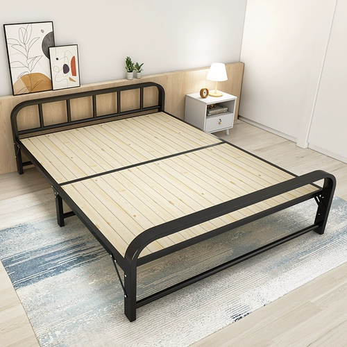 Железное слое современное простое 1,8 -метровое двойное усиление железного кровати и утолщен 1,5 односпальный кровать простая железная полка.