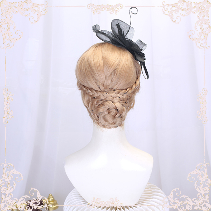 Lolita Wig for Women, Long Braided Hairstyle, Golden Long Curly Hair, Full Head Wig, Lolita Hairstyle, Updo Wig